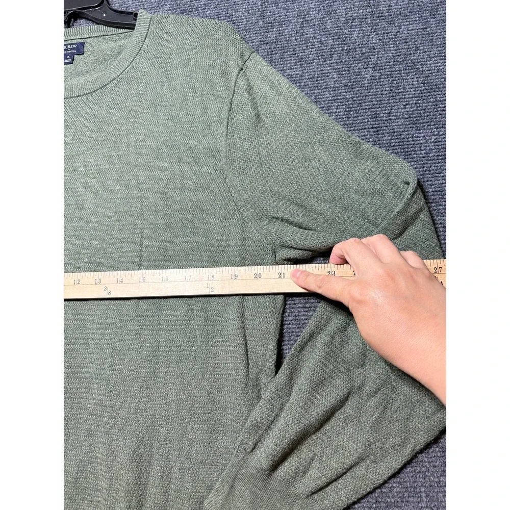 J.Crew Crewneck Sweater Mens XL Green Excellent Condition Cotton Textured Knit